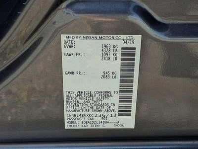 2019 Nissan Altima 2.5 S