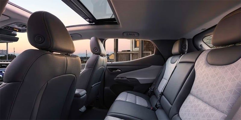 "Interior view of the 2025 Chevrolet Bolt EV showing the seats